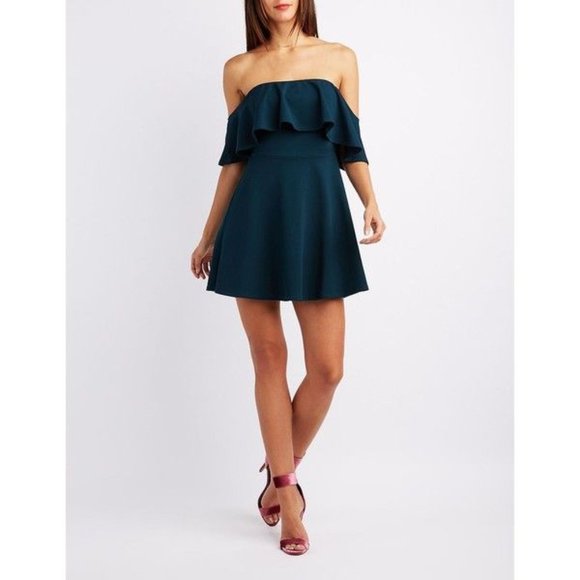Charlotte Russe Emerald Strapless Ruffle Dress - Picture 1 of 2